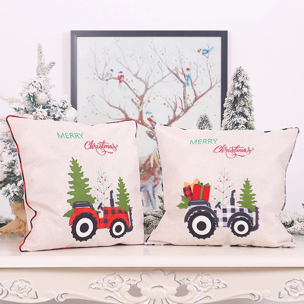 

Christmas Pillowcase Pillow Covers Fabric Square Cushion Cover for Creative Gift Elastic Slipcovers Pillow Covers