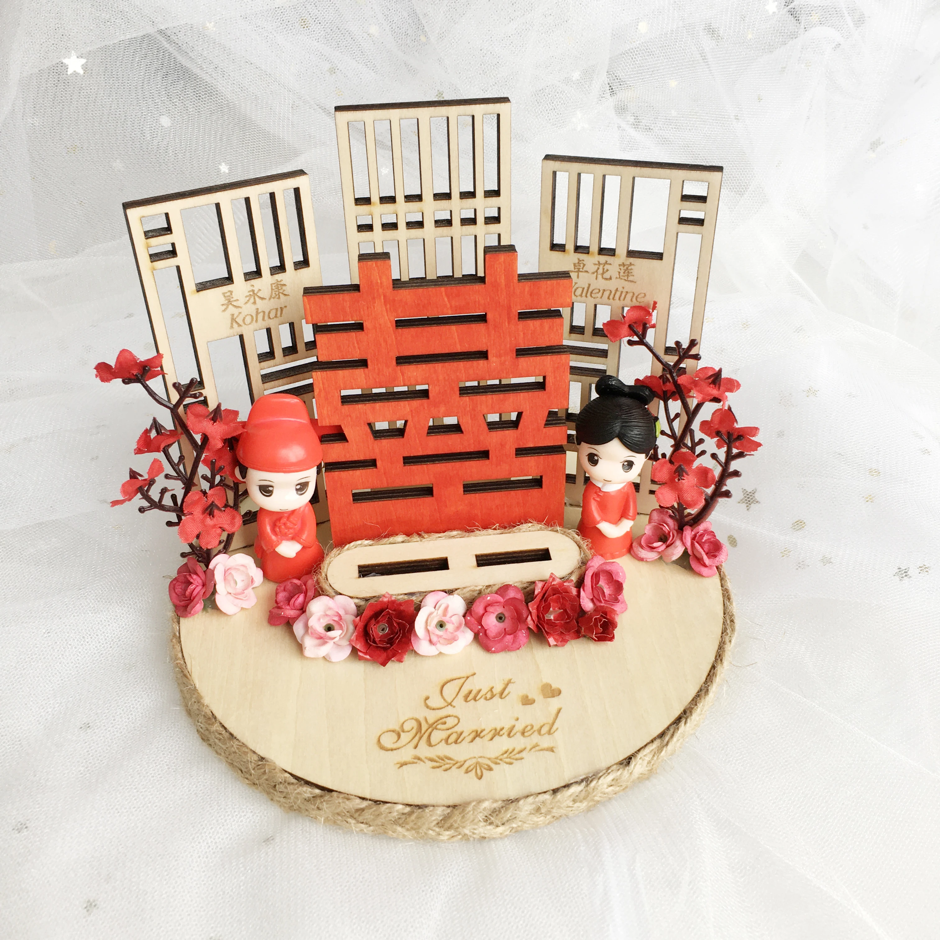 Индивидуальное свадебное кольцо подушка деревянный цветок помолвка предложение