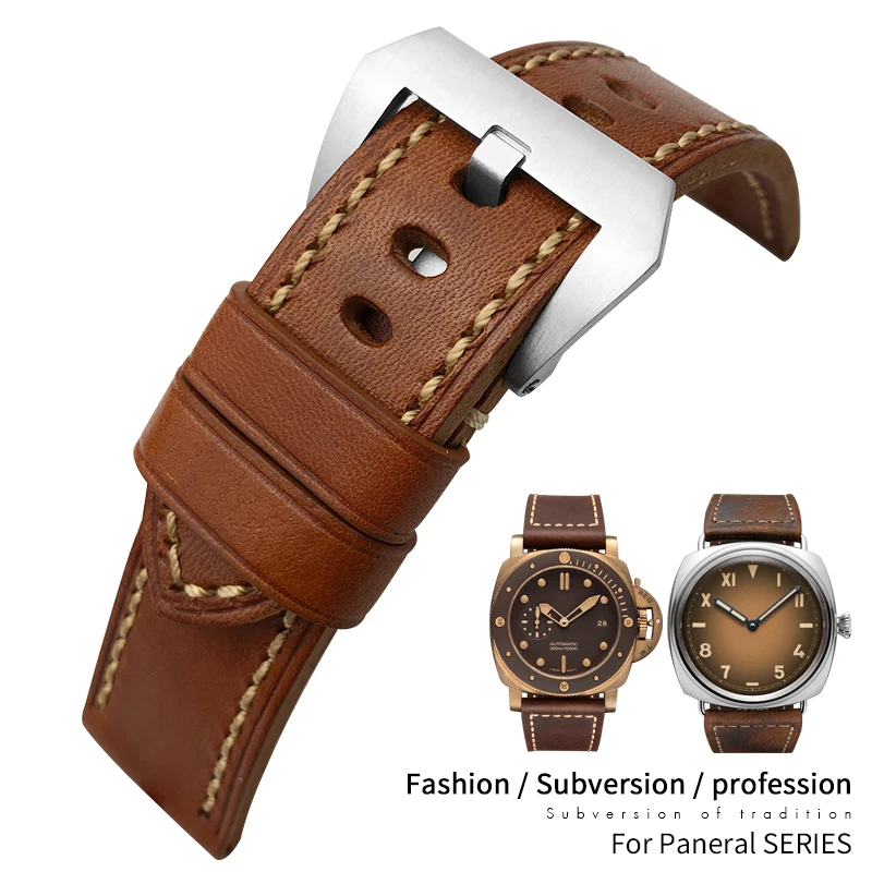 26 мм 24 ремешок для часов ручной работы из натуральной телячьей кожи Подходит Panerai