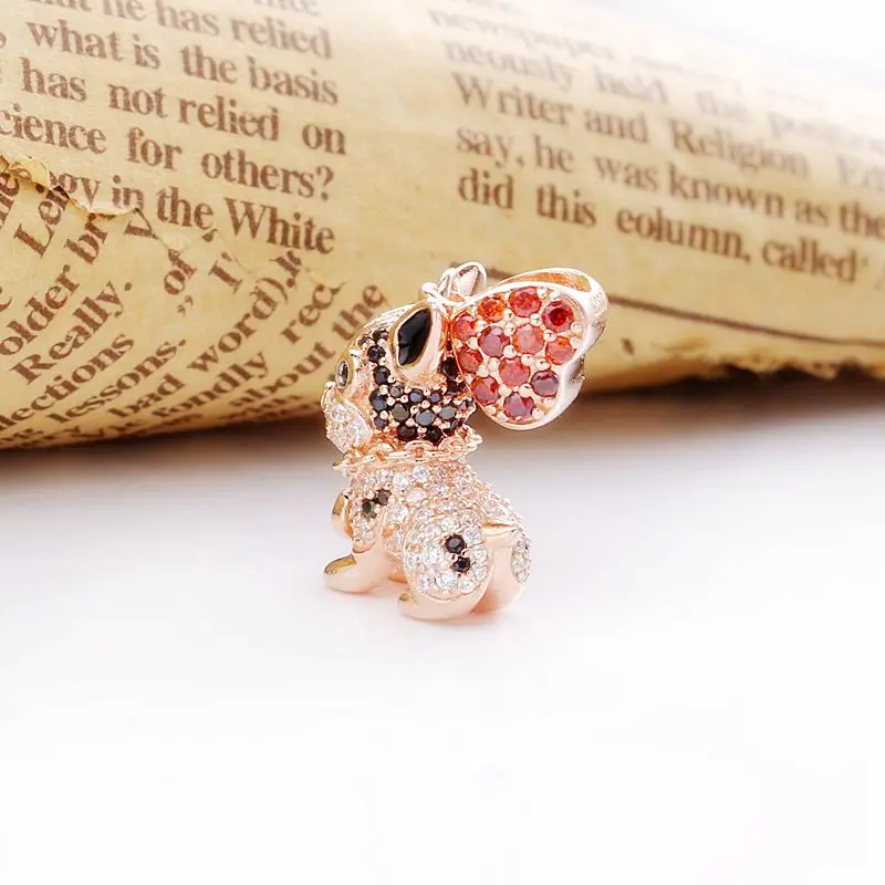 

Moonmory 925 Sterling Silver Black Zircon Dog Pendant Charms Fit Female Bracelets Necklaces Red CZ Heart Animal Charms Jewelry