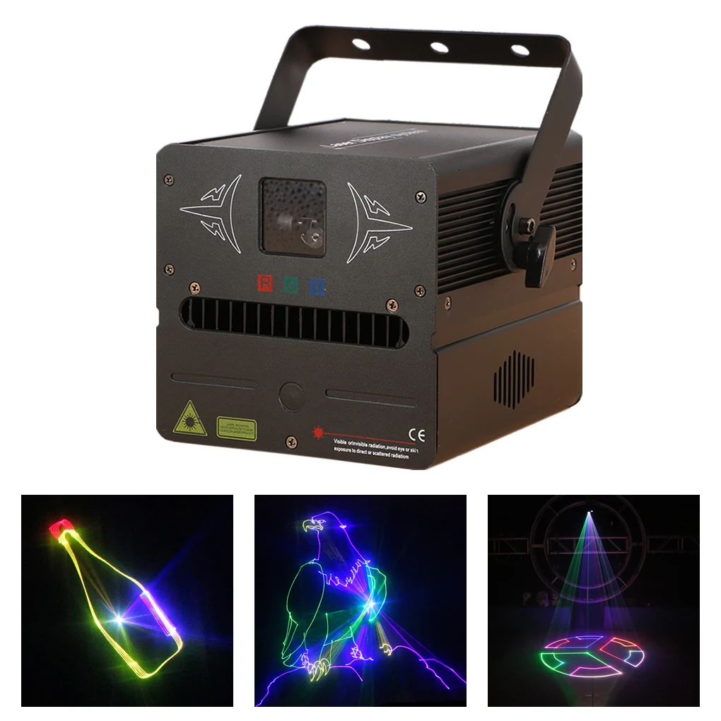 

1W RGB Auto DMX512 Laser SD Card Program 3D Animation Projector Lights For DJ Disco Party Beam Light Scan Stage Effect Lighting