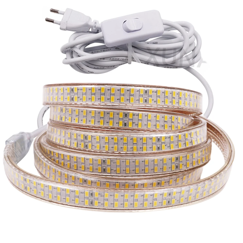 СВЕТОДИОДНАЯ лента SMD 5730 110 В 220 сверхъяркая двухрядная Светодиодная Диодная 240