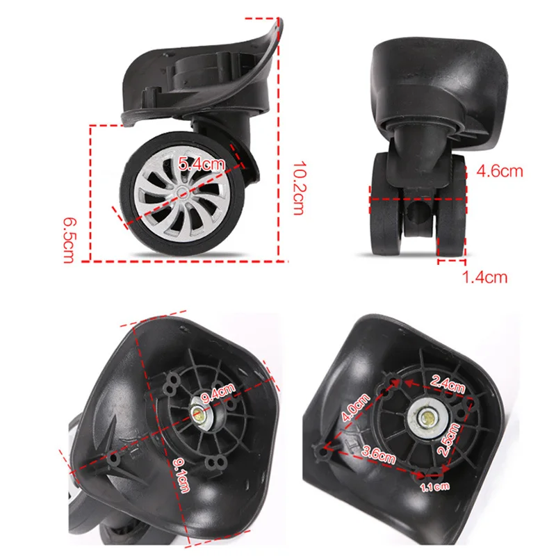 4pcs/set Replacement Luggage Suitcase Wheels Swivel Universal Wheel Black Dual Roller outdoor travel traveling Accessory | Спорт и