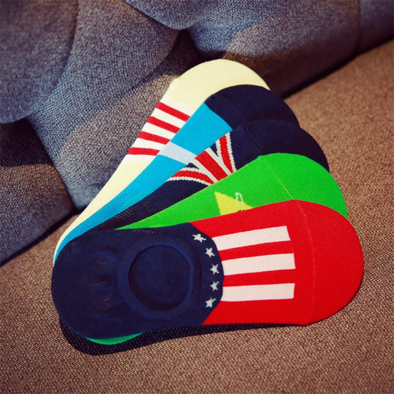 3 пары/Лот = 6 шт. мужские хлопковые Невидимые Носки с рисунком флага