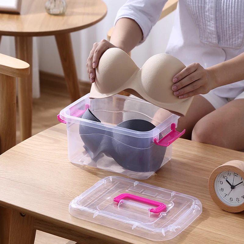 Прозрачная коробка для хранения маленькая пластиковая настольная покрытая