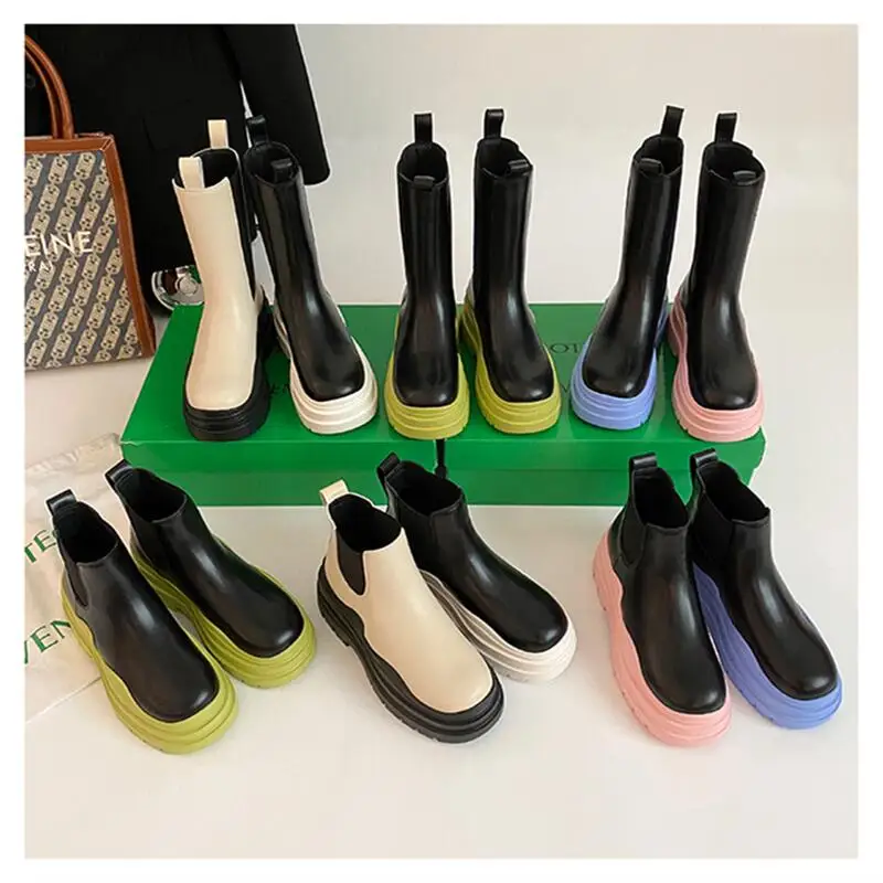 

Новинка 2021, Осень-зима, брендовые дизайнерские женские ботинки челси на платформе, модные роскошные Ботинки Martin, женские ботильоны на масси...