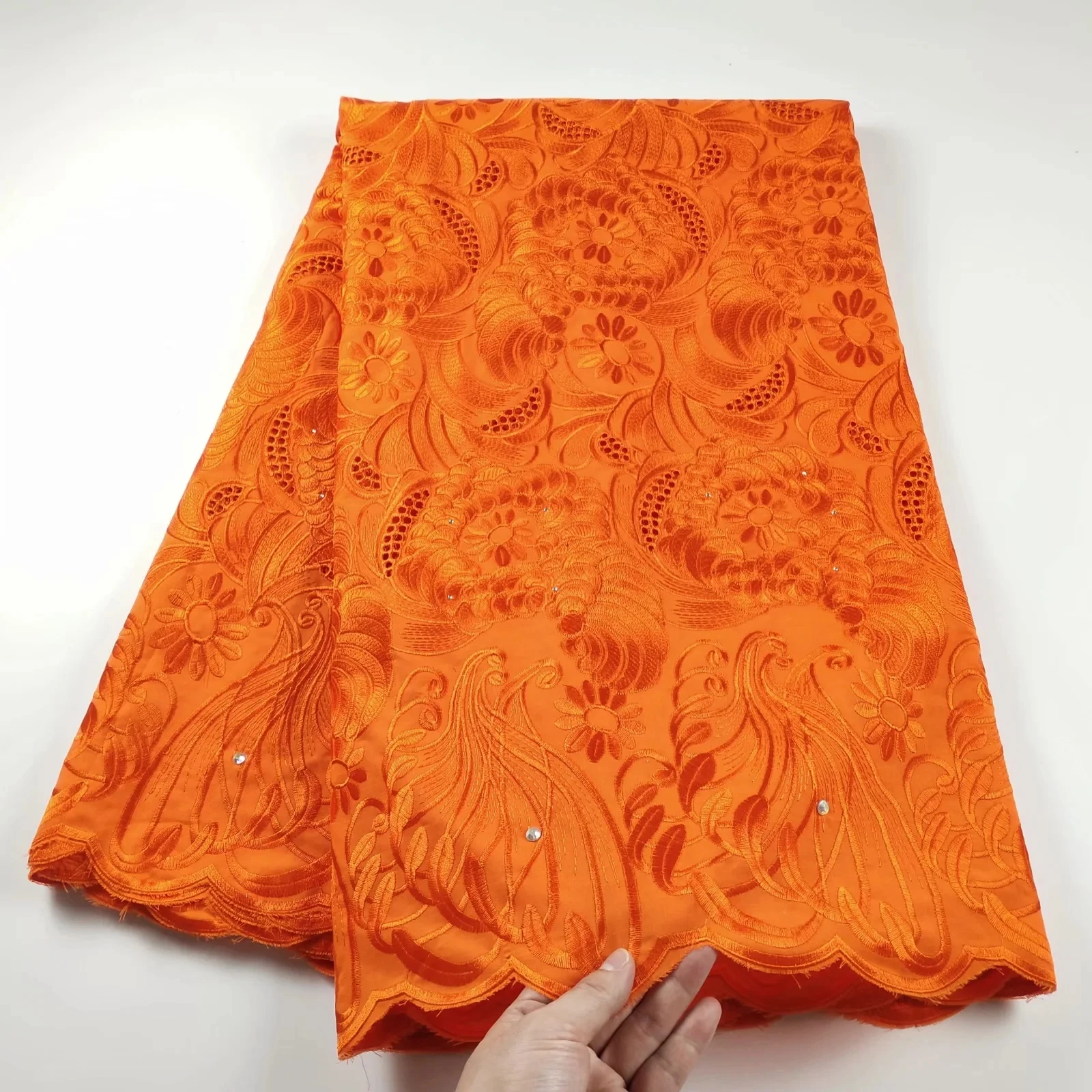 

5 Yard Swiss Lace Dry Lace Embroidery Fabric 100%Cotton Latest African Swiss voile lace Popular Dubai Style Fabric For Dress XS
