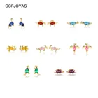 Женские серьги-гвоздики CCFJOYAS, из серебра 925 пробы, 8 Парыуп., маленькие, серии динозавров