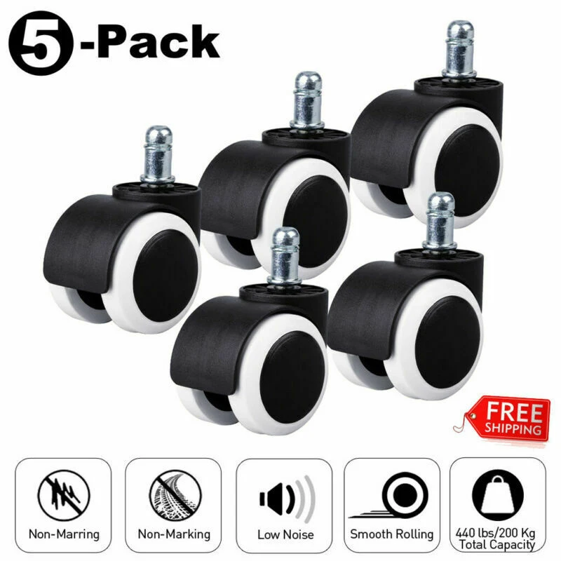 (Set of 5) 2inch Office Chair Wheels 360° Rotating Quiet Chair Wear-resistant Chair Roller