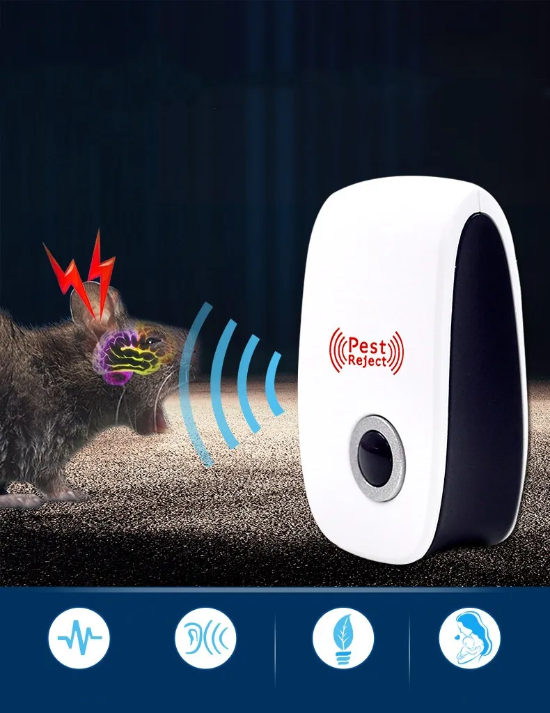 

Ultrasonic Electronic Pest Repeller Mosquito Mouse Rat Multi-function Rodent Insect Repellent Mini Insect Killer Rode US EU Plug