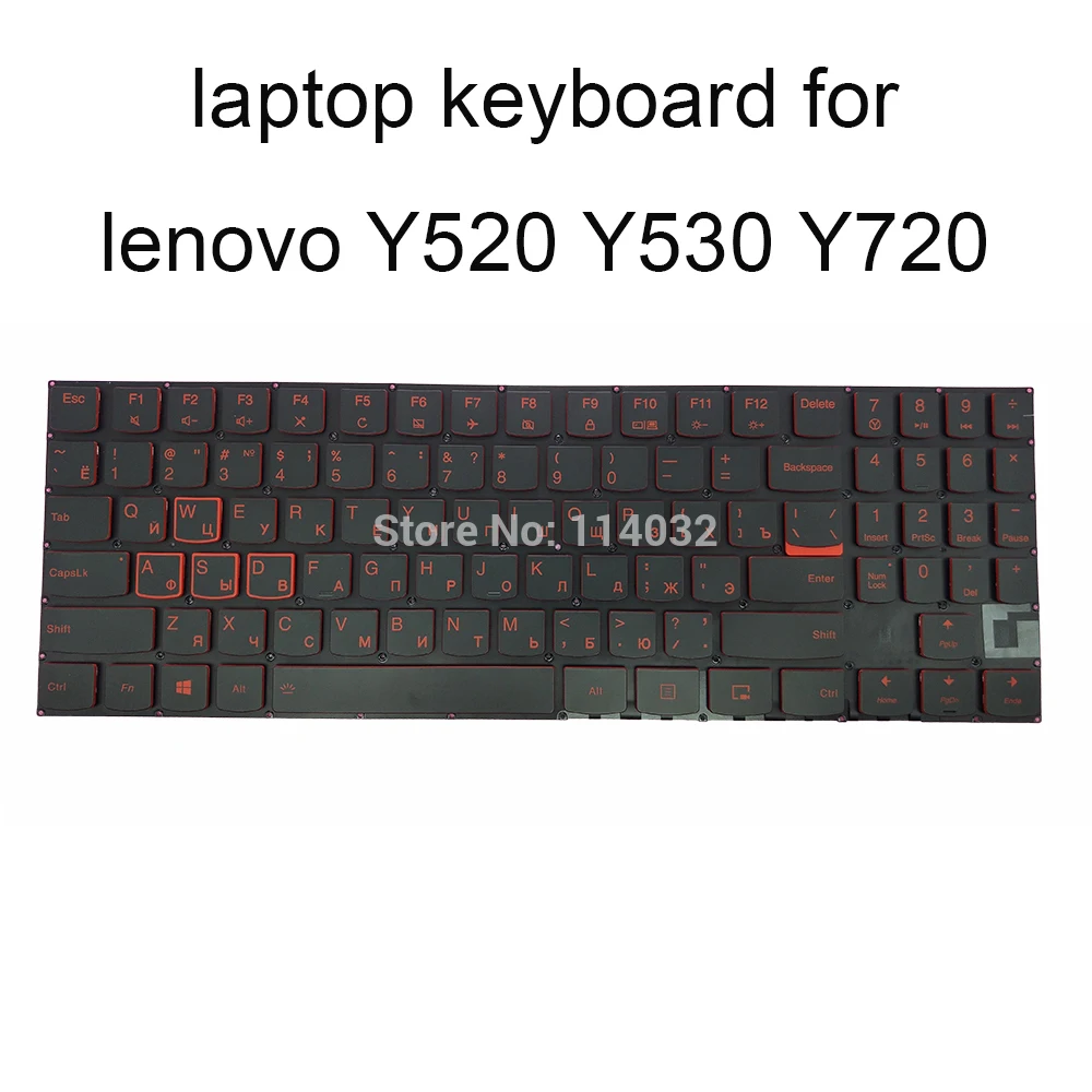 

Русская клавиатура с подсветкой для lenovo Y520, Y720, Y530, Y520-15, Y520-15IKBA, 80WY, русская, черная, красная клавиатура, без рамки, с подсветкой