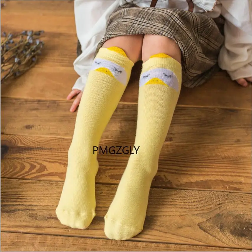 Calcetines largos hasta la rodilla con estampado de animales para ni&ntilde;os y ni&ntilde;as, calcet&iacute;n de algod&oacute;n con dise&ntilde;o de zorro y gato, bonitos dibujos animados-3