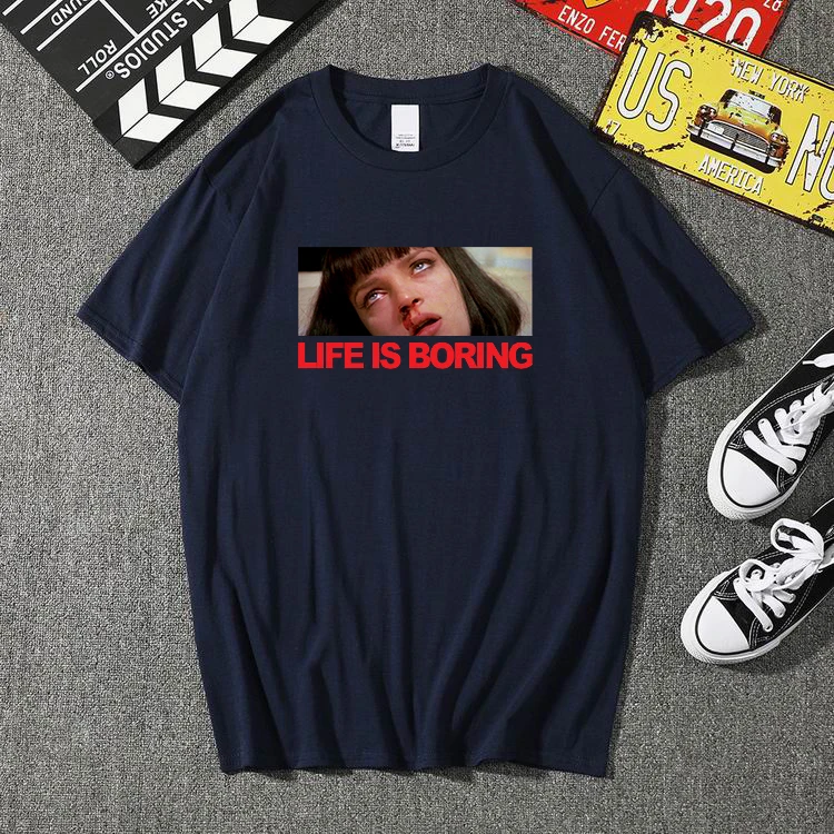 Белая женская футболка в стиле харадзюку новинка 2020 летняя с принтом Life is Boring