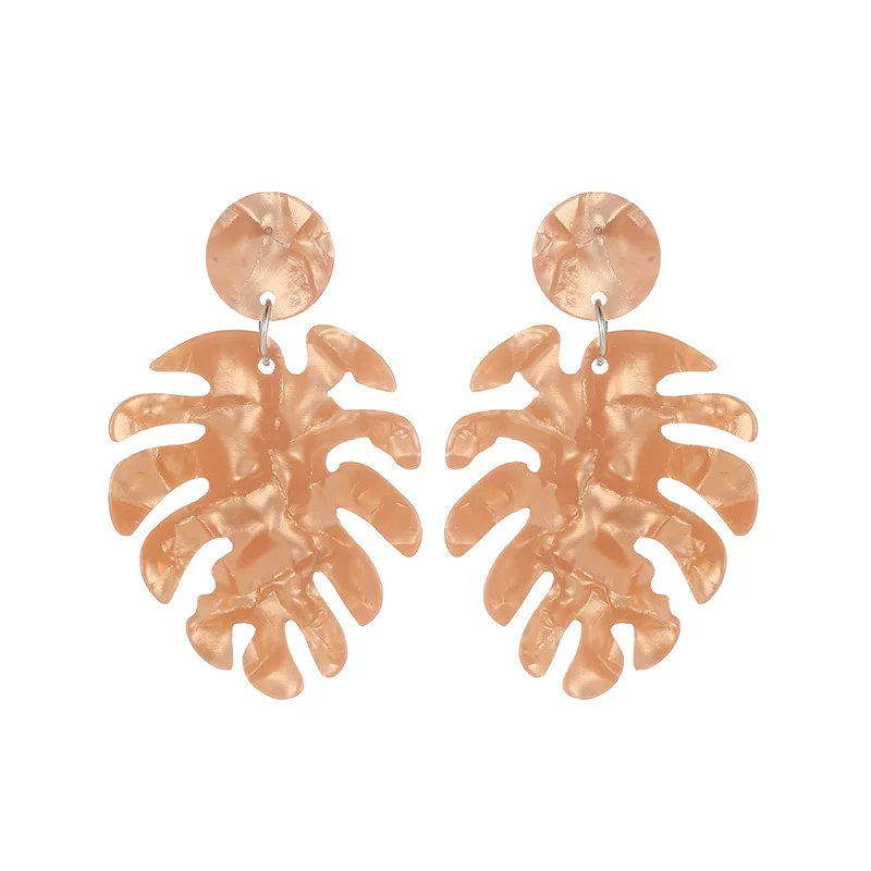 Женские серьги клипсы с листьями Разноцветные из ацетатного листа круглыми в