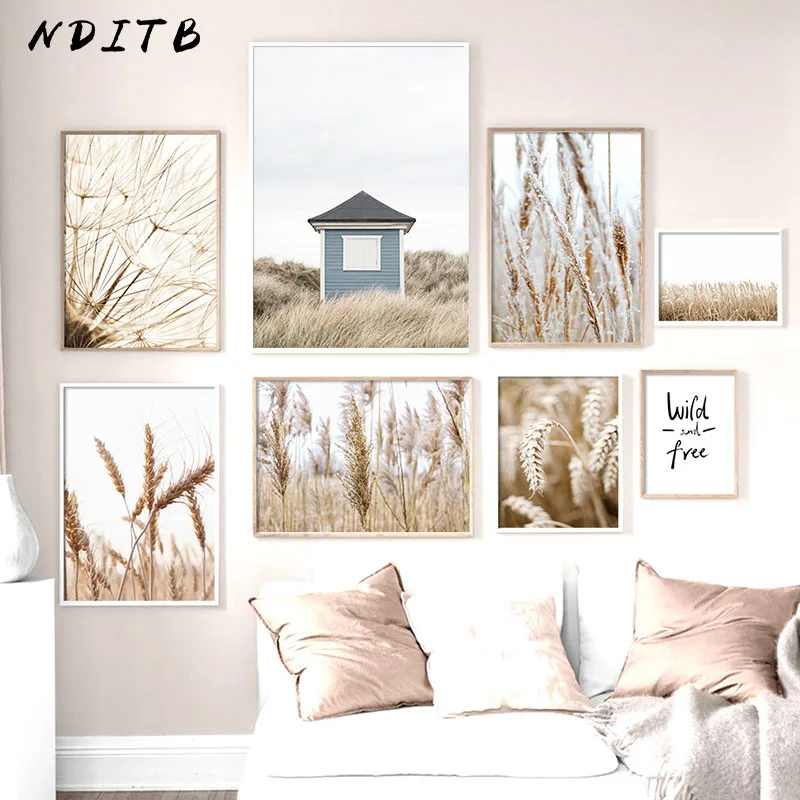 Одуванчик цветок трава природный пейзаж холст картина скандинавский Декор стены