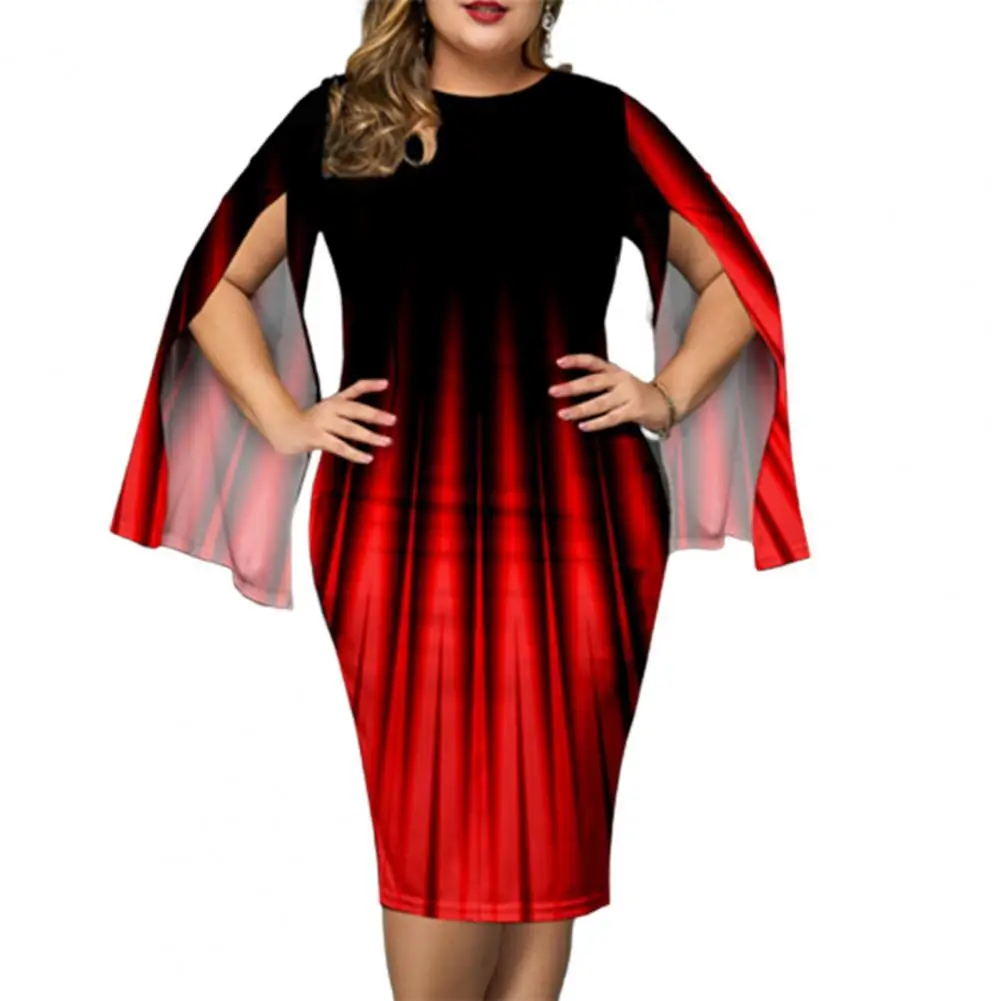 

Women Dress Plus Size Round Neck Irregular Split Sleeve Party Sheath Party dresses Women for Banquet vestido feminino