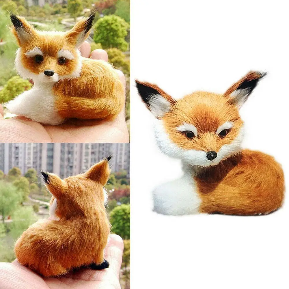 

Cute Simulation Fox Toy Mini Squatting Fox Model Home Plush Birthday Gift Decoration Toys Stuffed Wedding