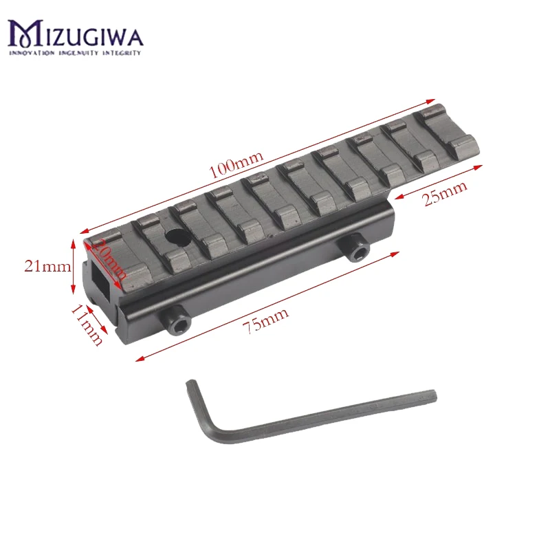 Rail 11mm Mizugiwa одна штука 25,4 мм/30 мм пневматическое Крепление кольцо ж/стоп контактный адаптер 20 мм Пикатинни ласточкин хвост Вивер пистолет пневматическая винтовка - Цвет: Rail 11mm