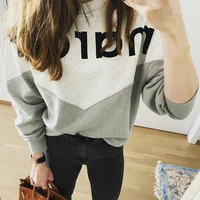 rowling chic flocking letter graphic print womens sweatshirt o neck long sleeve cotton female pullover classic ladies tops