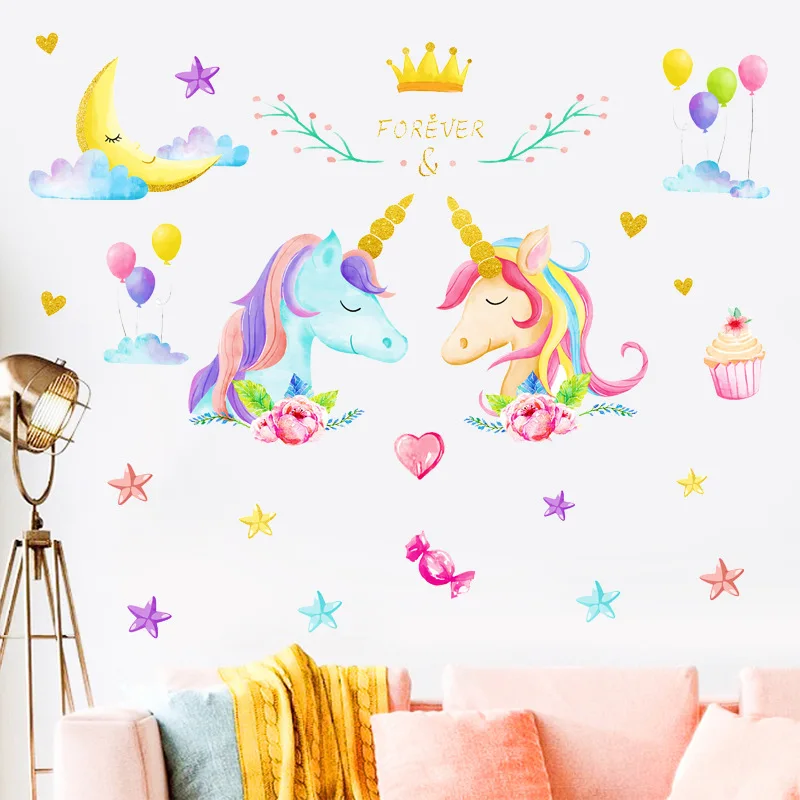 Новые наклейки на стену в виде единорога домашний декор украшение 3D