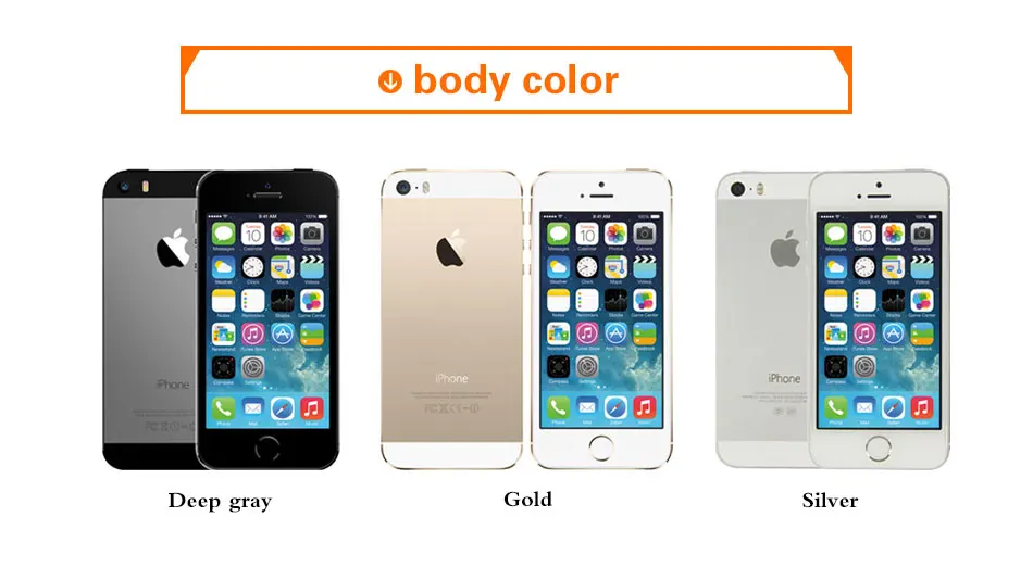 Мобильный телефон Apple iphone 5s 4," 1 ГБ ОЗУ 1 ГБ/32 ГБ/64 Гб ПЗУ 640x1136 pixel8.0MP 1560 мАч отпечаток пальца смартфон
