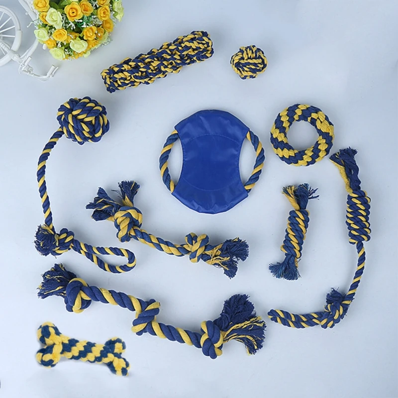 

10 Pcs Interaction Dog Chew Rope Toys Tug of War Washable Durable Cotton for Dog D7YB