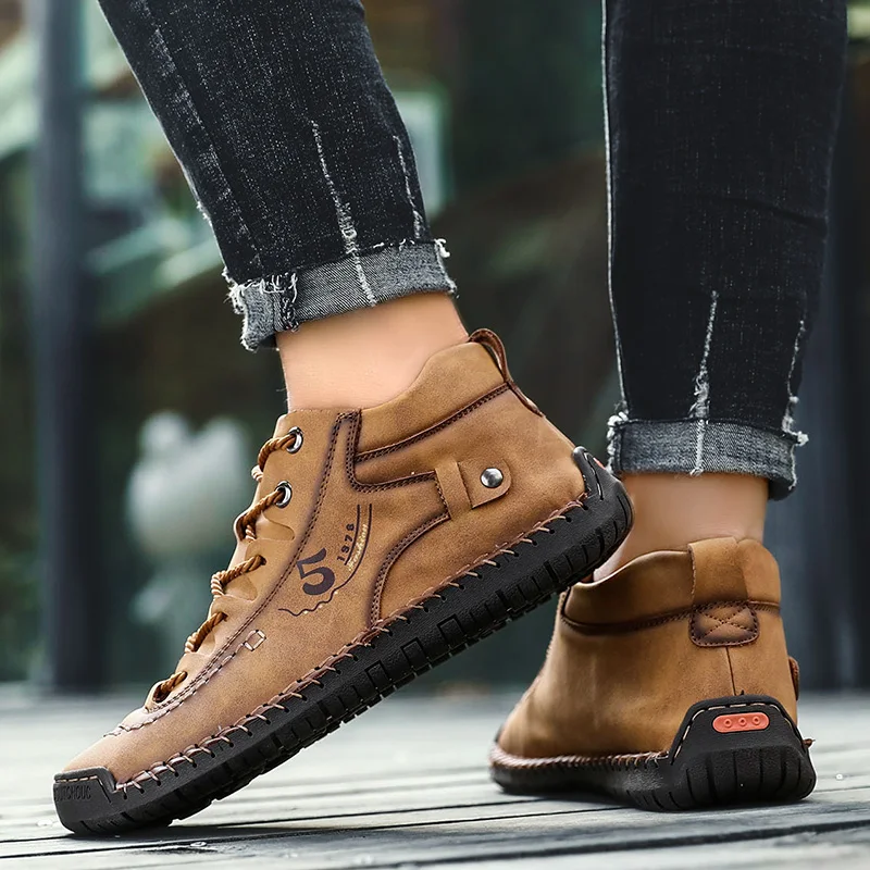 Мужская зимняя обувь сохраняющая тепло мужские ботинки на меху высокое качество