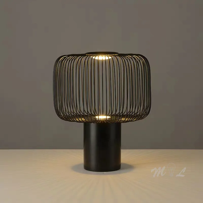 Настольная лампа в скандинавском стиле с птичьей клеткой Мраморная основа