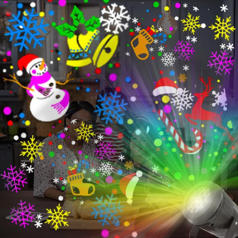 

Рождественский светодиодный проектор, светильники с движущимися узорами, уличные и комнатные светильники для вечерние ринки, праздничное ...