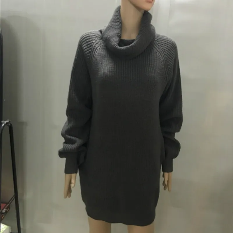 2022 новый длинный свитер с высоким воротом женский осенне-зимний вязаный джемпер