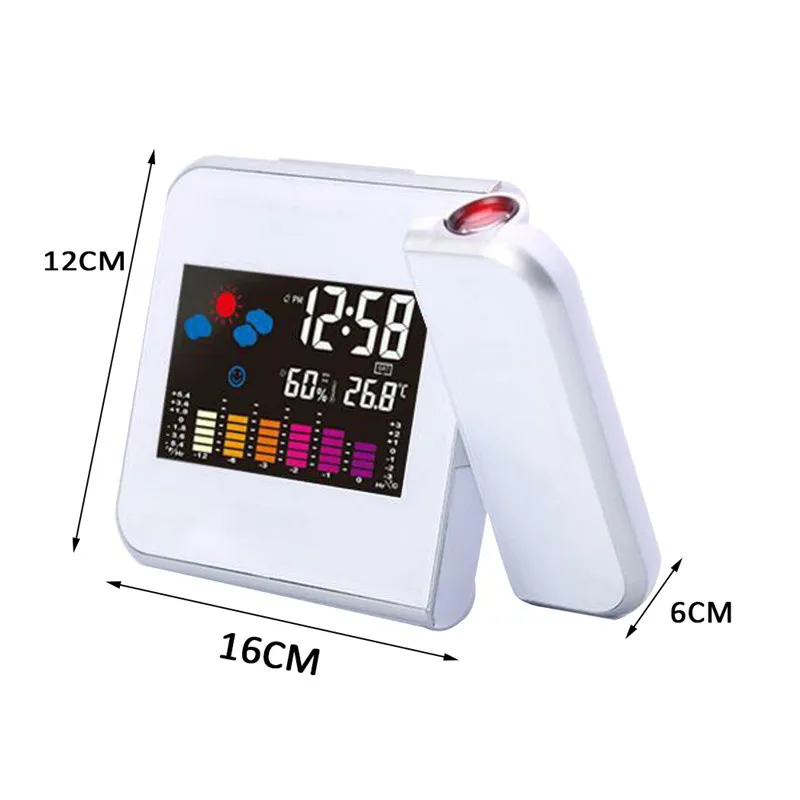 LED Digital Projection Alarm Clock Temperature Thermometer Desk Time Date Display Projector Calendar Table Led USB Charger | Дом и сад