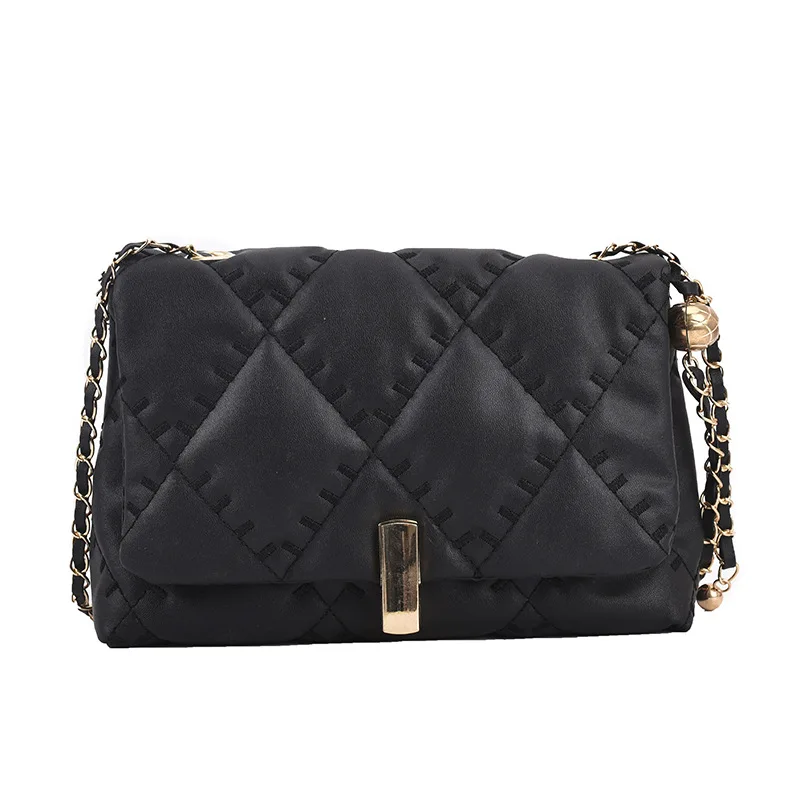 

Fashion Women Rhombic Shoulder Messenger Bag Popular Small Summer Korean PU Chain Female High Street High Quality Tote 2021