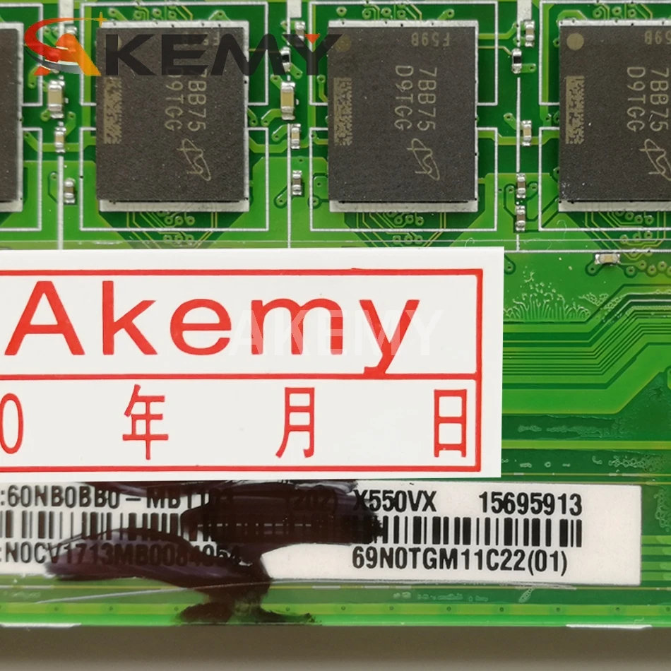 

AKEMY X550VX Laptop motherboard For Asus X550VX X550V original mainboard 4GB-RAM I7-6700HQ GTX950M-4GB