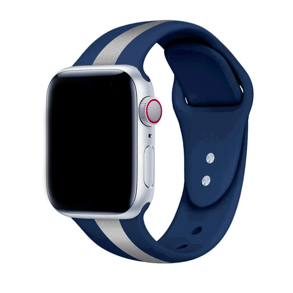 Спортивные костюмы в полоску, ремешок для наручных часов Apple Watch 5 Series 5 4/3/2 Браслет ремешок для наручных часов iWatch 38 мм/40 мм/42 мм/44 мм мягкий силиконовый сменный ремешок - Цвет ремешка: blue siliver
