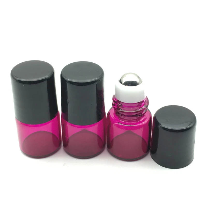 5pcs Empty 1ml Refillable Perfume Sample Rose-red Roll On Glass Bottle Roller Essential Oil Container | Красота и здоровье