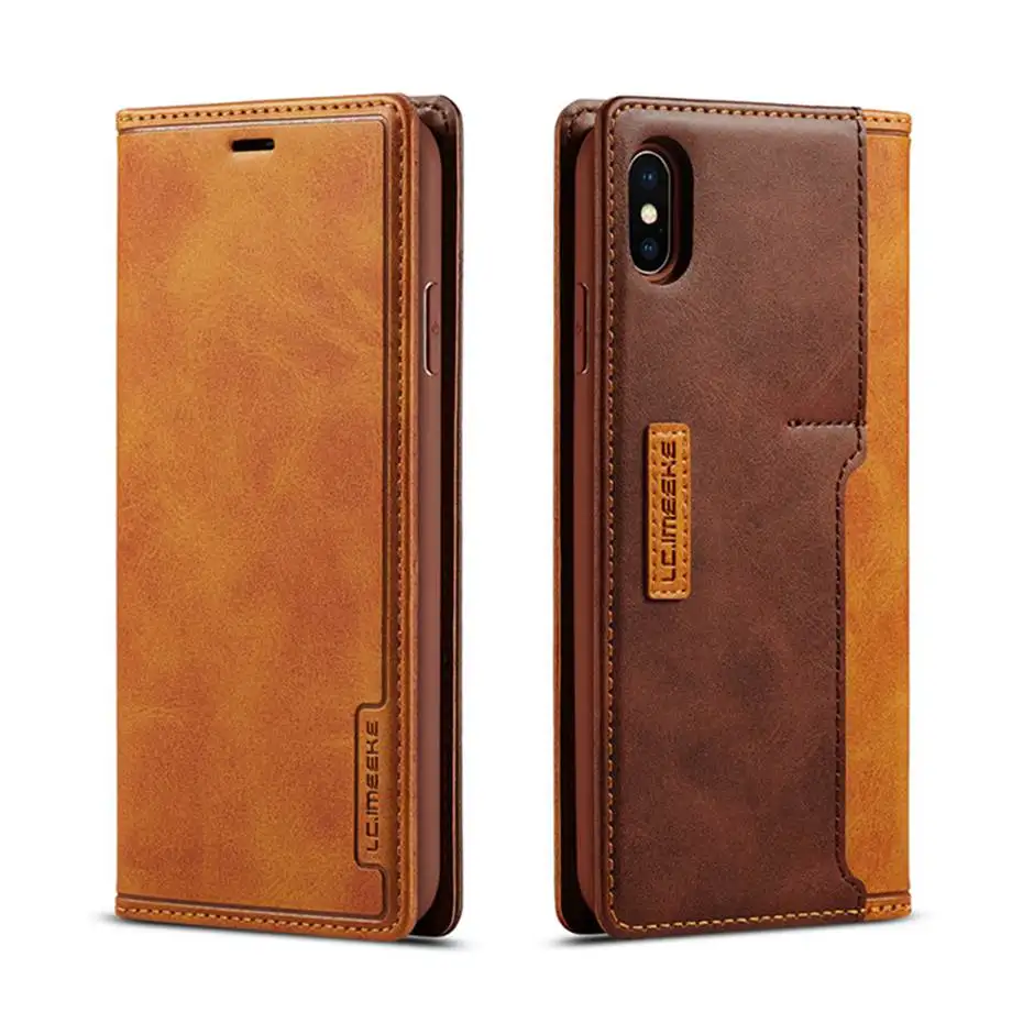 Роскошный кожаный флип-чехол смешанных цветов для IPhone X XS XR XS Max Phone Чехол для iPhone 6 6s 7 8 Plus, чехол-кошелек