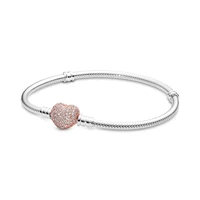 pandoras mystery 925 sterling silver bracelet original charm heart shaped lady bracelet set luxury jewelry gift