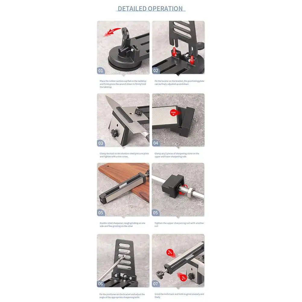 

Kitchen Sharpener Cutter Sharpening Tools Fix-angle with 3 Stones Whetstone