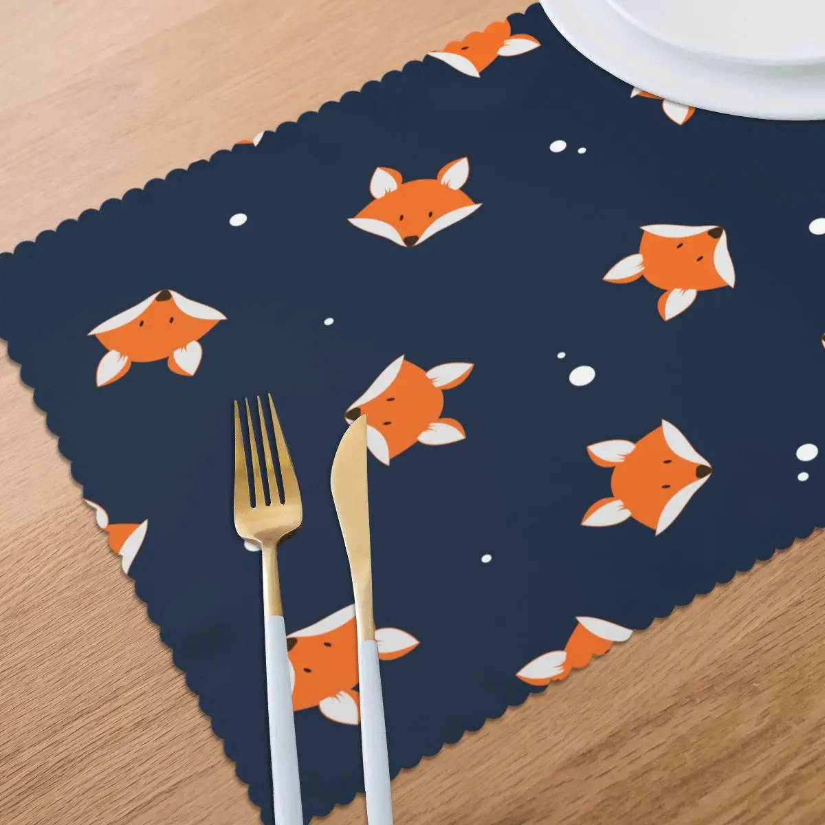 

Table Mats Drink Coaster Table Placemats Cute Cartoon Fox Heads Coffee Mug Cup Coasters 6 PCS Non-slip Pads