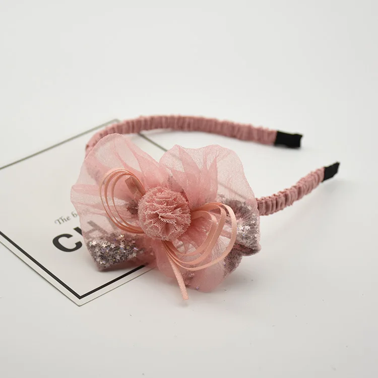 

Playful and cute children's little star yarn bow student hair accessories girls head flower fold hair hoop