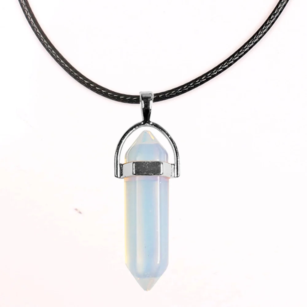 Подвеска в виде шестиугольной колонны из натурального камня|Ожерелья с