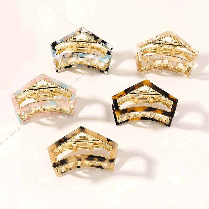 

Зажим для волос женский геометрический, сплав, Леопардовый, мраморный принт