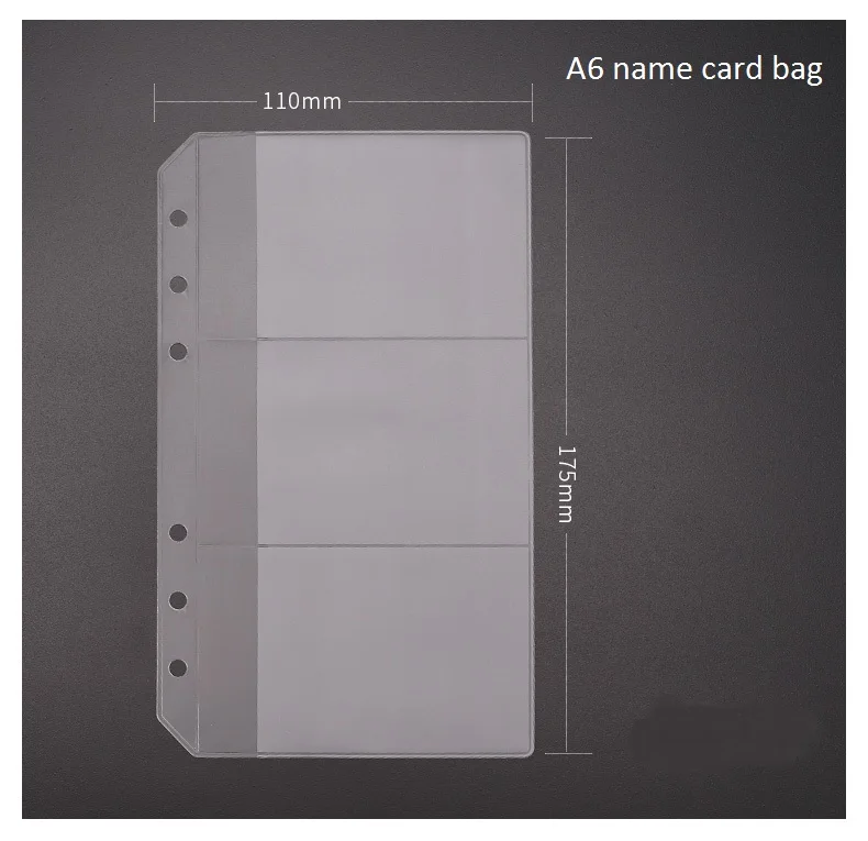 A6 name card bag Блокнот формата A4, A5, A6, A7 с отрывным листом, ПВХ сумка для коллекции, аксессуары для дневников, сумка на молнии, чехол для именных карт, сумка для хранения - Цвет: A6 name card bag