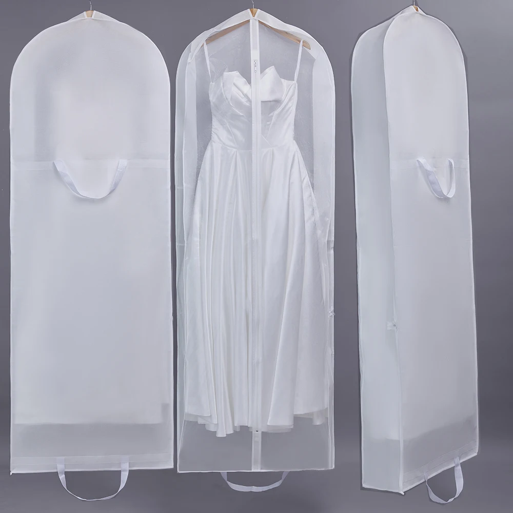 

White 71 inches Large Hanging Wedding Dress Garment Cover Bags For Long Prom Puffy Bridal Gown Dress Storage Travel Garment Bags