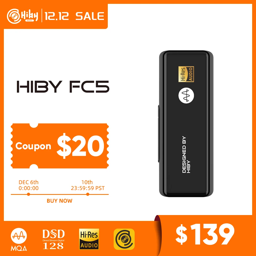 HiBy FC5 MQA аутентифицированный ключ USB DAC декодирование аудио усилитель наушников