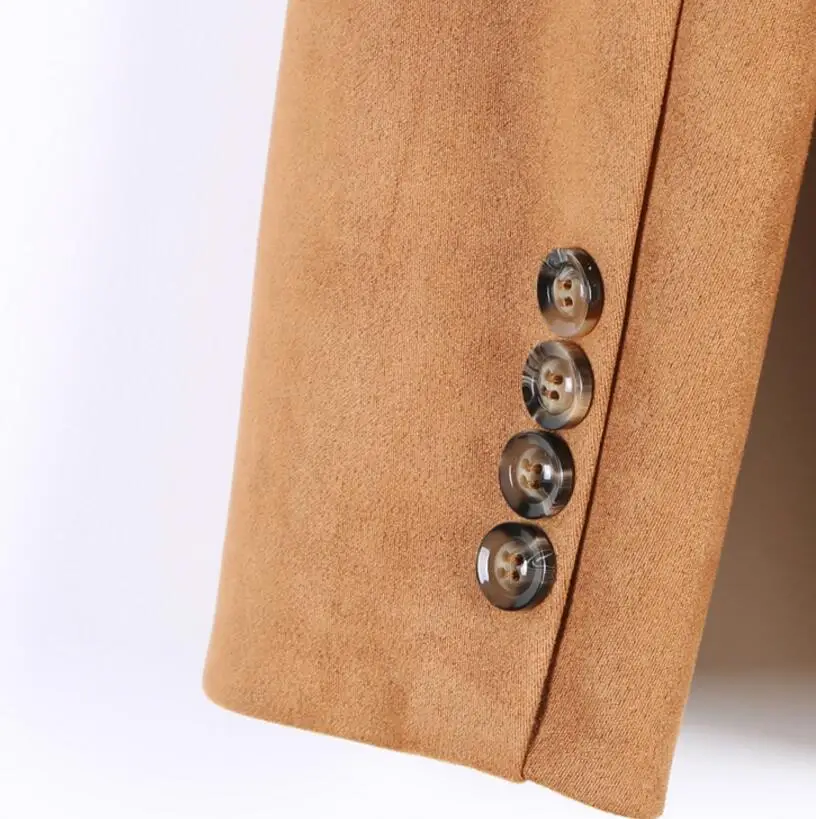 

Large Free Shipping Size Autumn And Winter Casual Multi-buttons Decorate Lapel Pockets Tassels Green Suede Jacket Coat/s-5xl