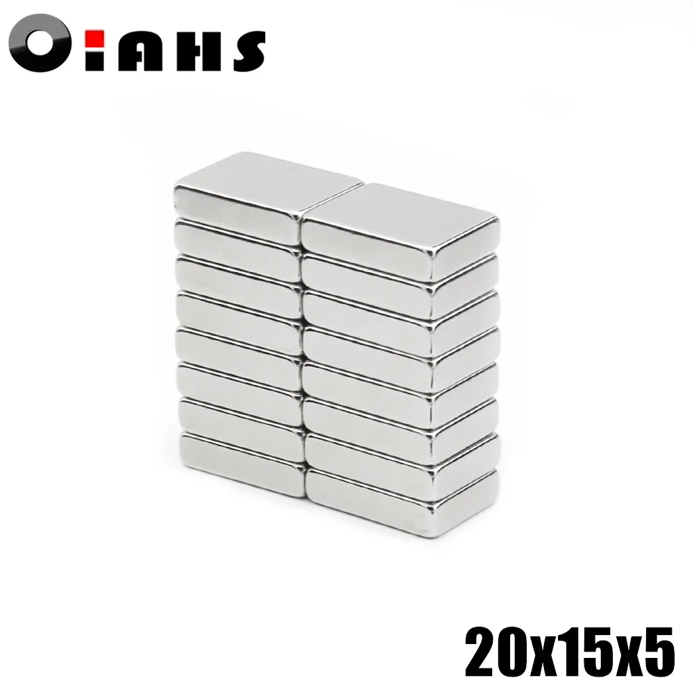 20 шт. 20x15x5 неодимовый магнит 20*15*5 мм N35 NdFeB Блок супер мощный сильный постоянный
