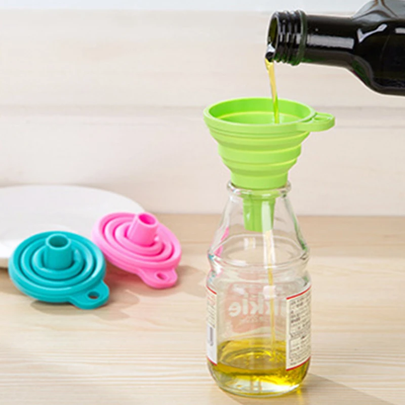 

Mini Folding Telescopic Long Neck Funnel High Quality Food Grade Silicone Gel Funnel Household Liquid Filling Kitchen Tools