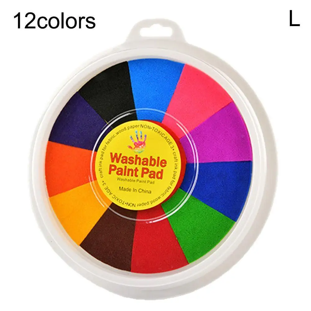 

Color Inkpad Multicolor Kindergarten Finger Painting Pad Ink 12-color Handprint Large Children Color Inkpad Inkpad Handbook X4Q2