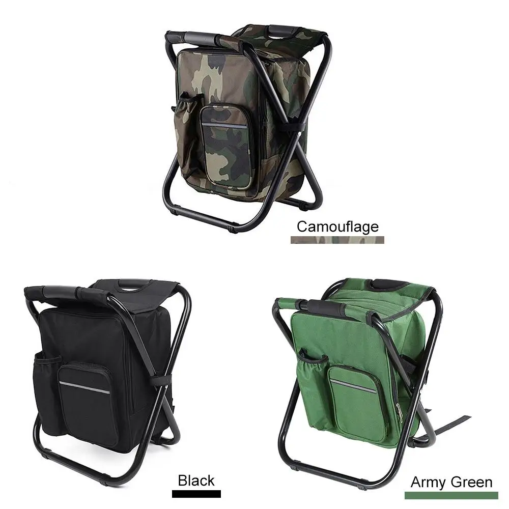 Satılık Açık Katlanır Sandalye Taşınabilir Sırt çantası Dışkı Yalıtımlı Soğutucu çanta Ile Balıkçılık Yürüyüş Plaj Kamp Ekipmanları